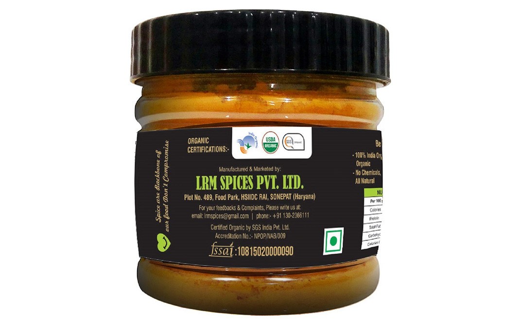 Organic LRM Cold Grinded Turmeric Powder    Glass Jar  250 grams